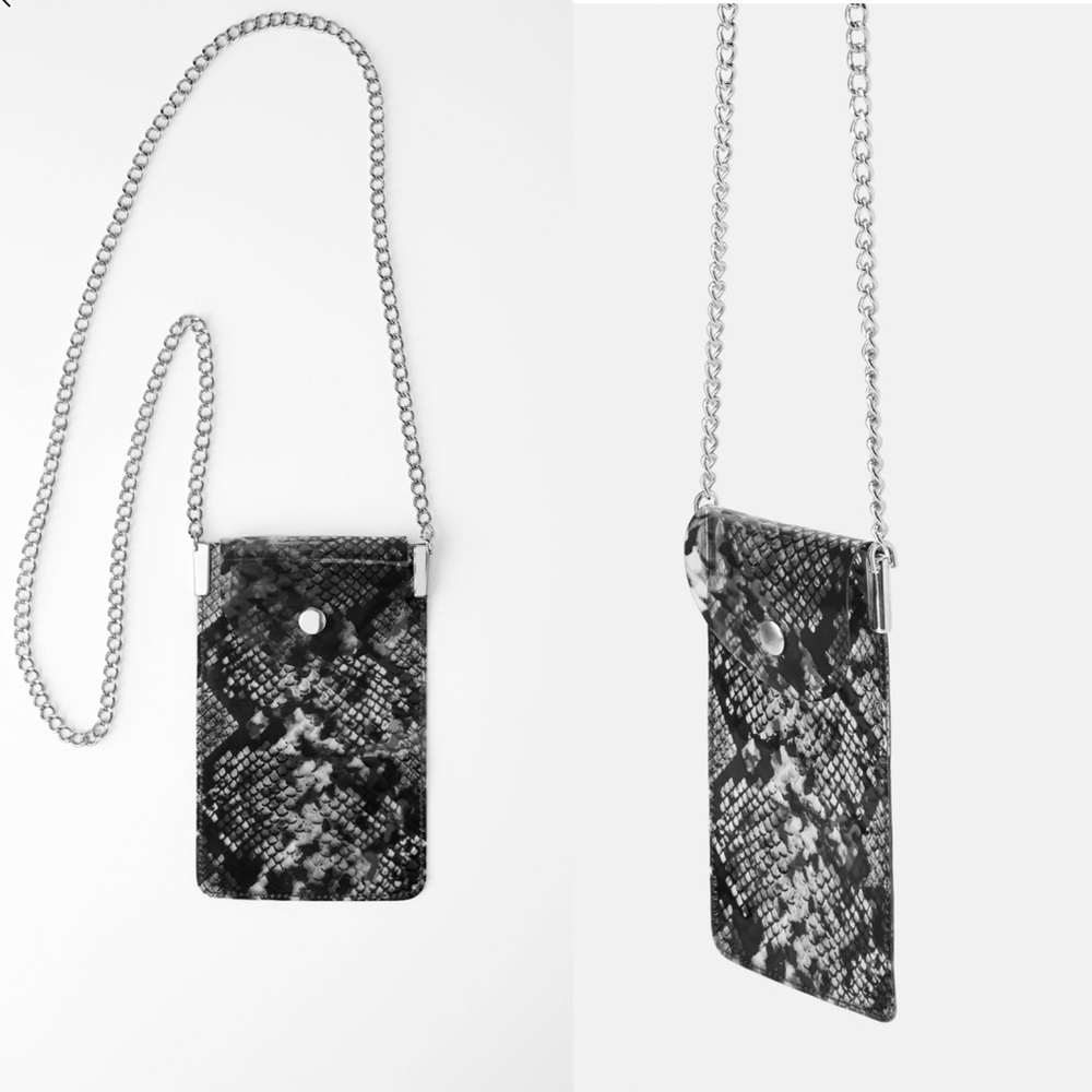 ZARA Vinyl Animal Print Crossbody Cell Phone Bag